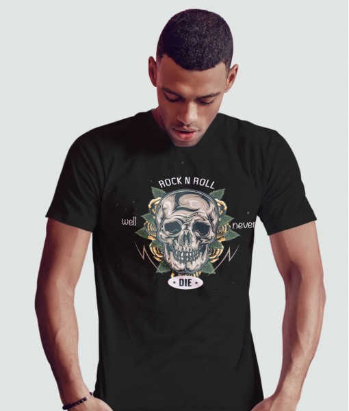 Мъжка тениска с щампа Готика Rock and roll will never die - TShirtArtShop.com